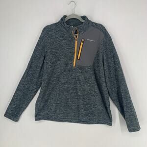 Eddie Bauer Sweater Mens L Gray First Ascent Fleece Quarter Zip Pullover
